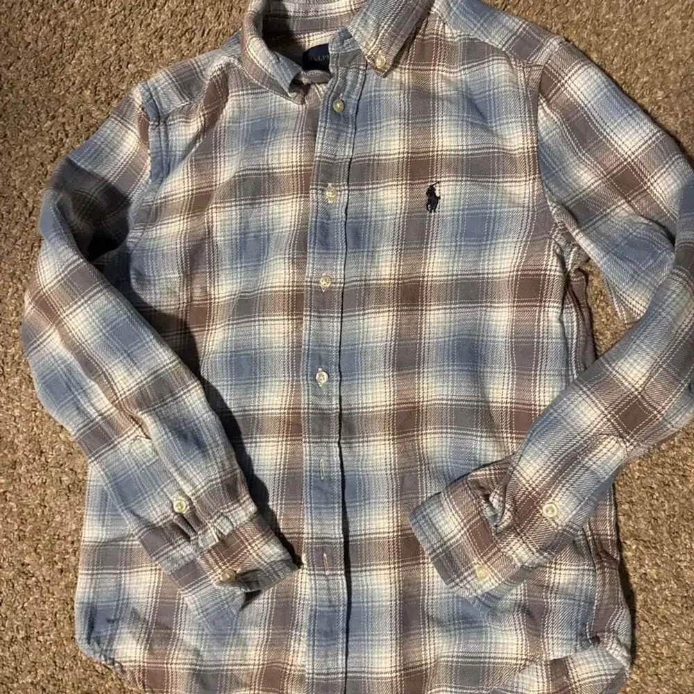 Ralph Lauren Boys Blue Plaid Long Sleeve Button-Down Shirt Medium 10-12